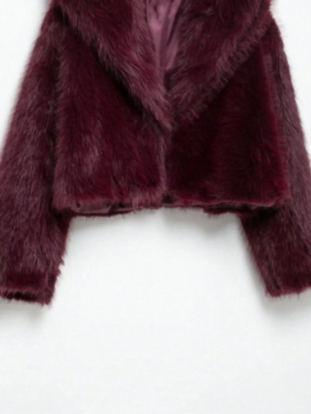 Burgundy Casual Women's Faux Fur Collar Short teddy coat Jacket - Picture 11 of 11